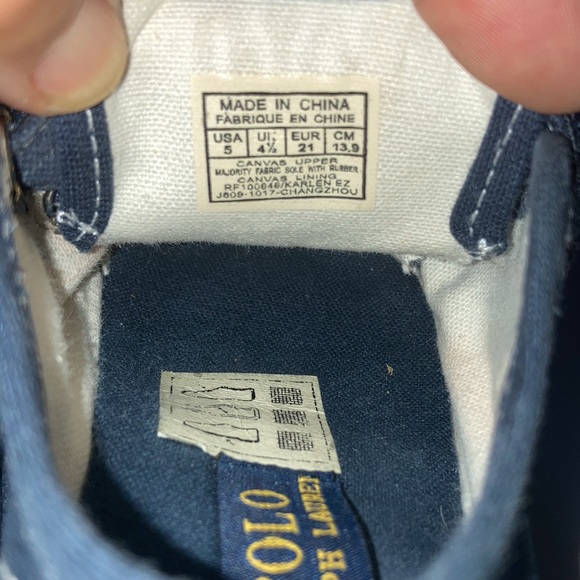 2 for $25 RALPH LAUREN POLO Shoes Baby Shoes Infant size 5 Navy & White RL Polo - Picture 6 of 9